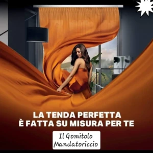 Immagine pubblicitaria di Il Gomitolo di Iozzi Vincenzo Franco con ragazza con vestito arancione lunghissimo